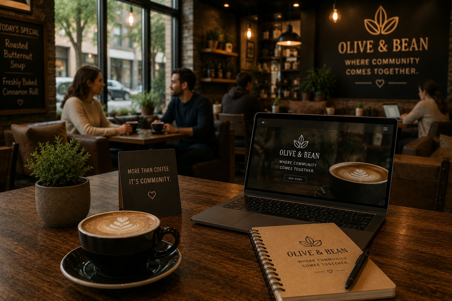 Customers enjoying the coffee shop