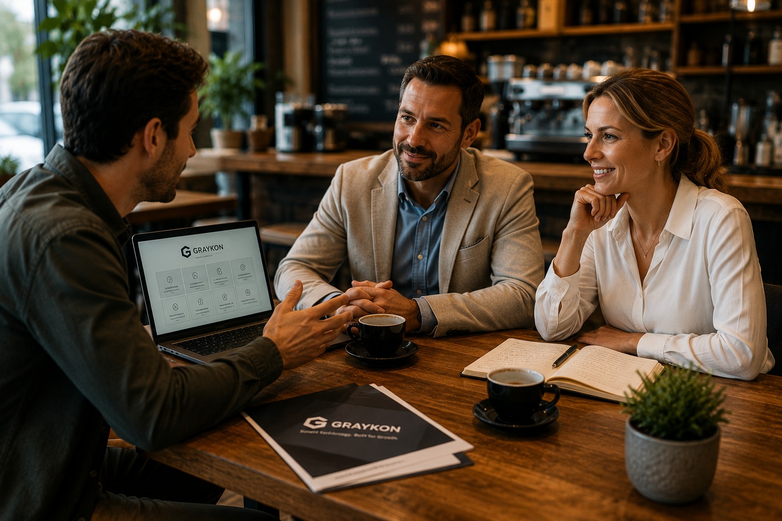 Customers meeting over coffee